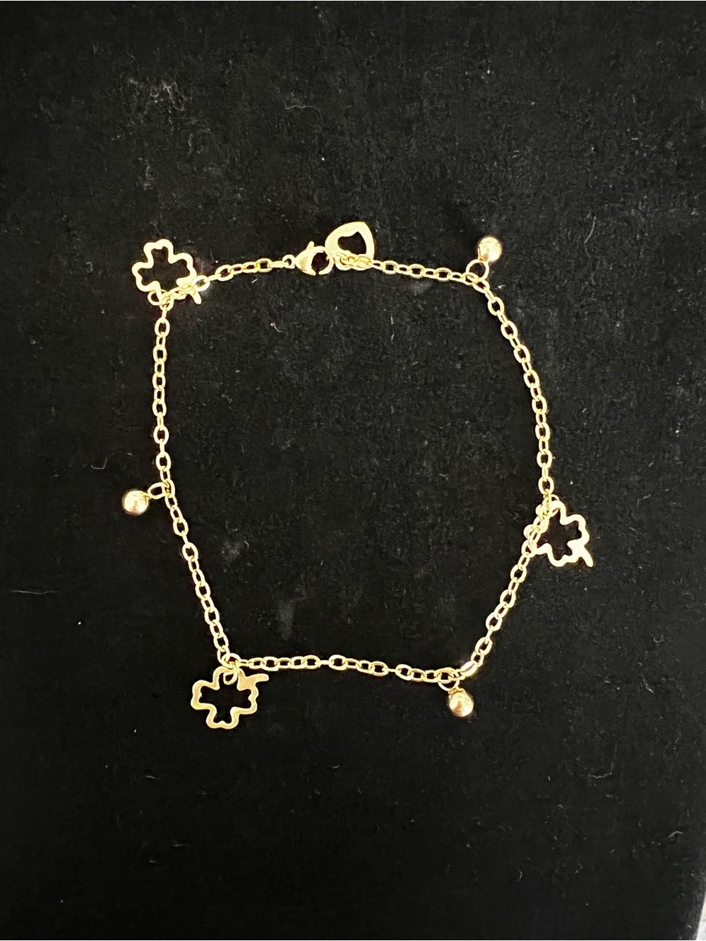 Gold Four-Leaf Clover Charm Anklet